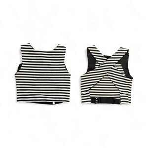 Stradivarius Black and White Striped Crop Top